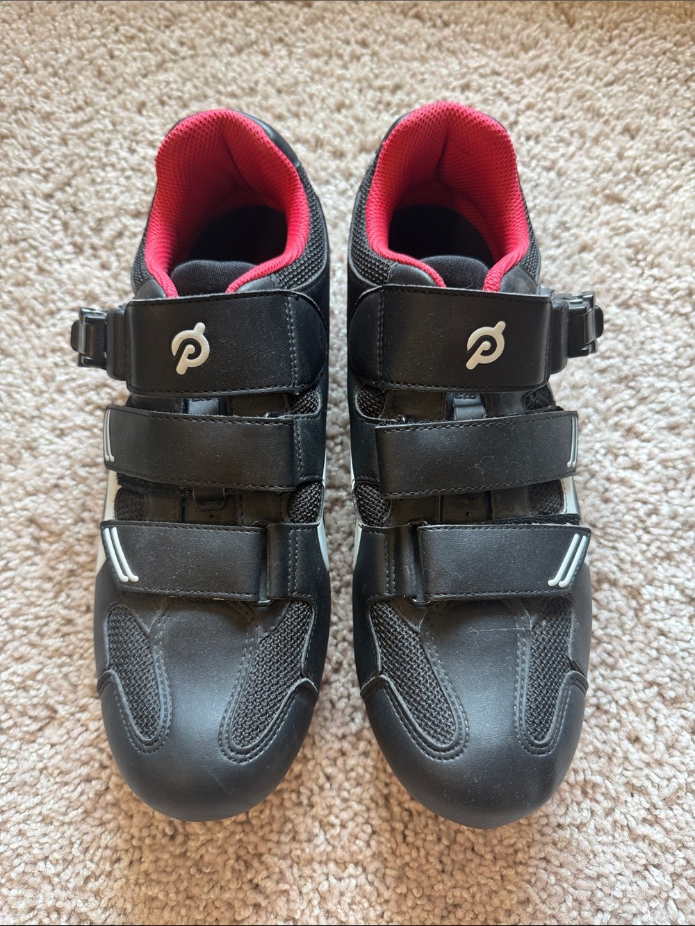 Peloton Cycling Shoes Size 41 Black Red w/ Cleats